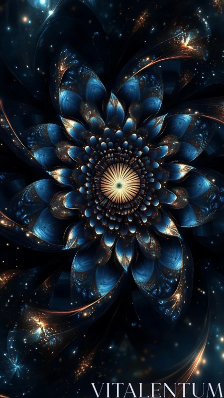 Fractal cosmic flower radiates luminous petals in deep space