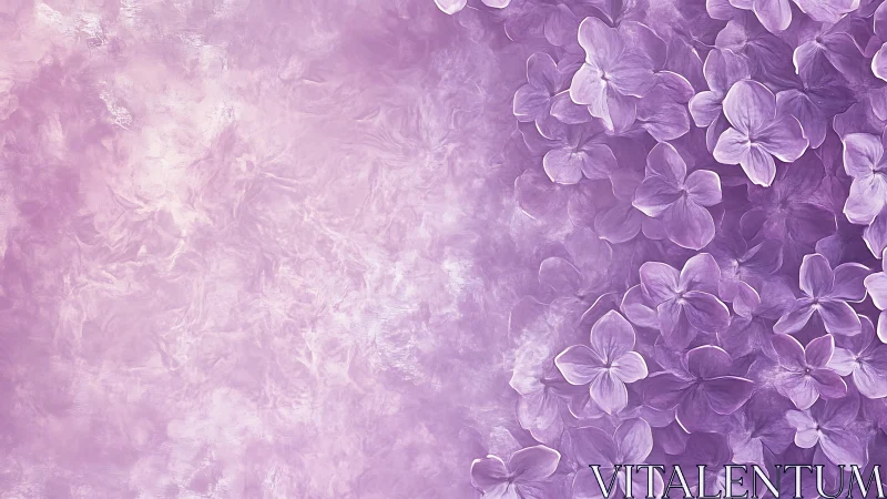 Purple Floral Gradient: Layered Blooms Against Soft Textured Background.