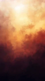 Warm abstract sky with glowing light and dark clouds.