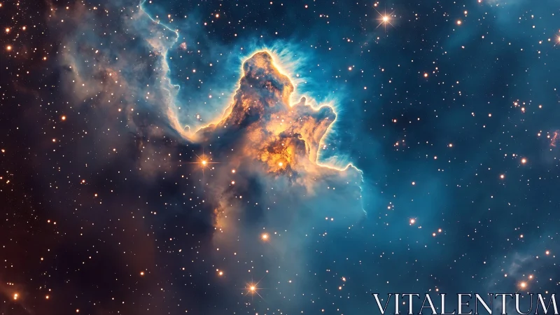 Stellar nebula cloud with dense gas formation in space.