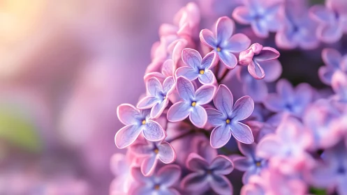Lilac Blossoms Blooming. Delicate Purple Flowers.
