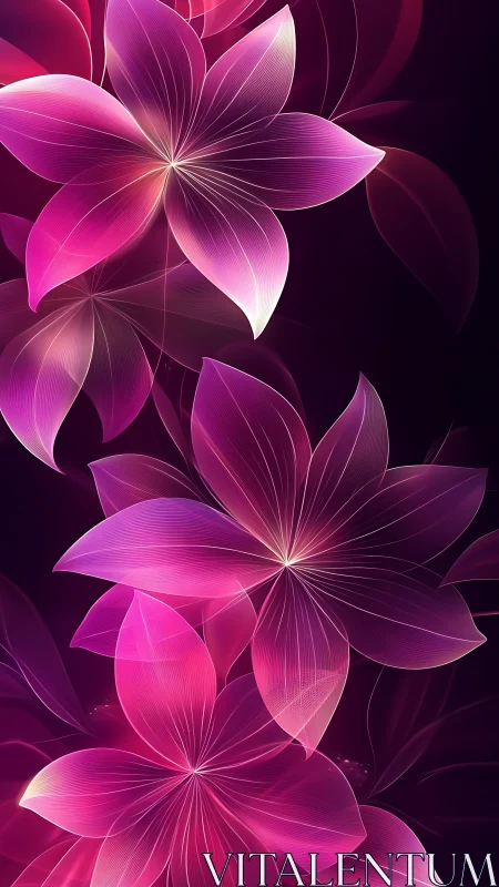 Luminous Pink Blooms Dancing in Darkness.