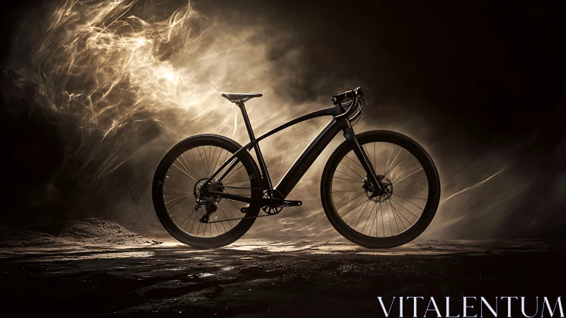 Gravel Bike Silhouette Against Ethereal Golden Light.