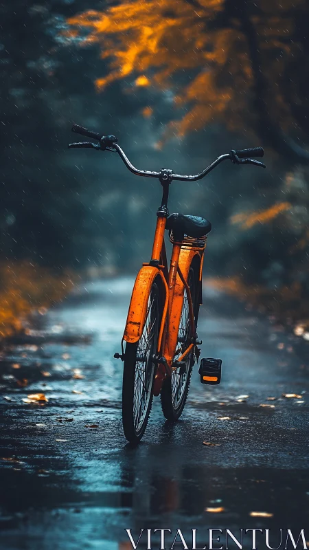 Bright Bicycle in the Rain: A Moment of Color.