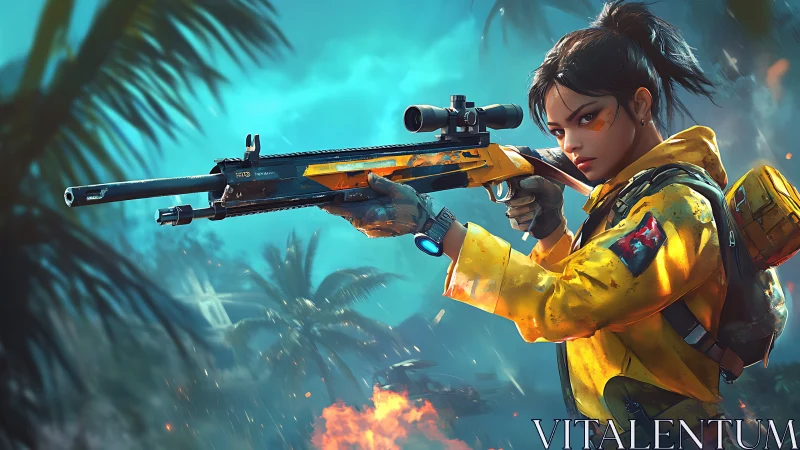 Tactical Operative in Gold: Sniper at the Edge of Combat