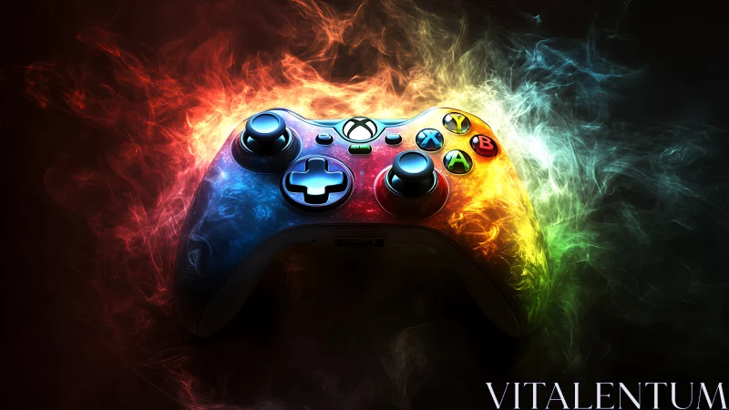 Gaming Controller Erupts in Multicolored Energy