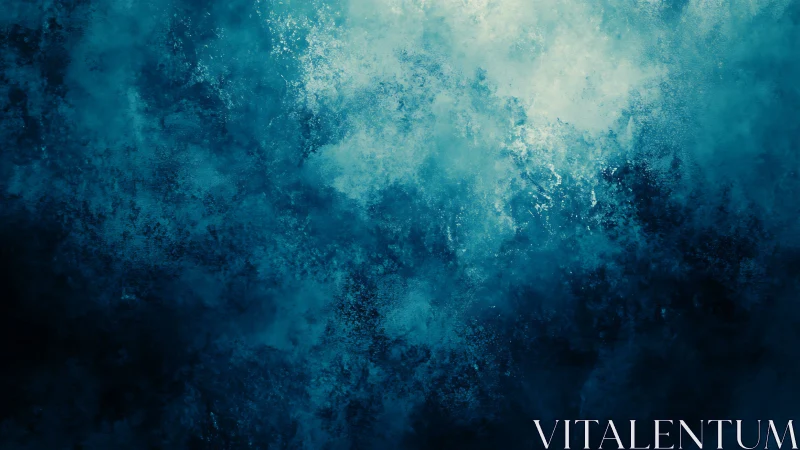 Turbulent cyan aerosol field with stochastic luminance gradients.