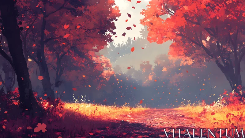 Crimson Woods Ablaze: Where Autumn Surrenders to Enchanted Fire