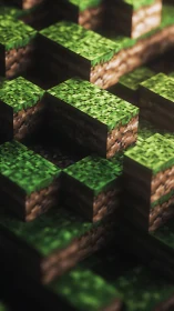 Sunlit voxel hills inviting tiny adventures and wonder.