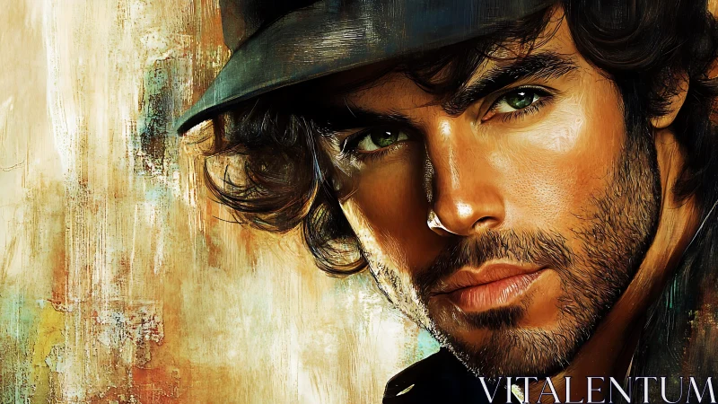 Intense green eyed portrait glows with rugged charm