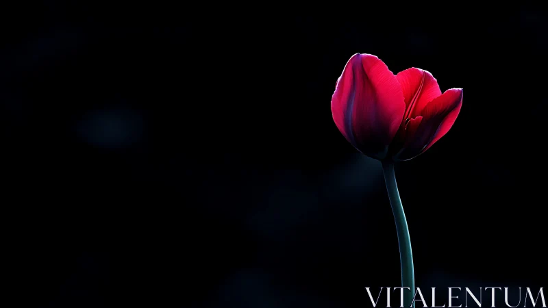 Crimson Bloom Suspended in Shadow and Solitude.