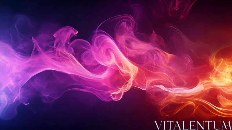 Digital painting of neon smoke ribbons on dark gradient field.