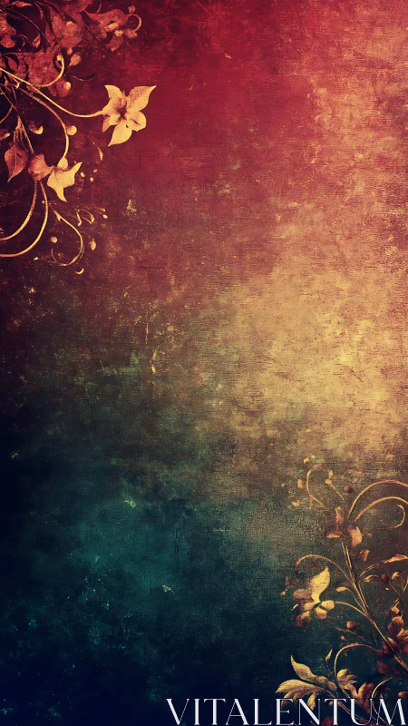 Floral ornaments on textured gradient background surface.