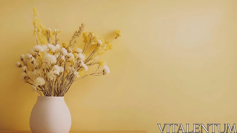 Soft yellow blossoms bask in quiet minimalist sunshine.