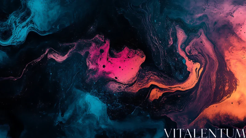 Neon fluid galaxies abstract in saturated digital painting style.