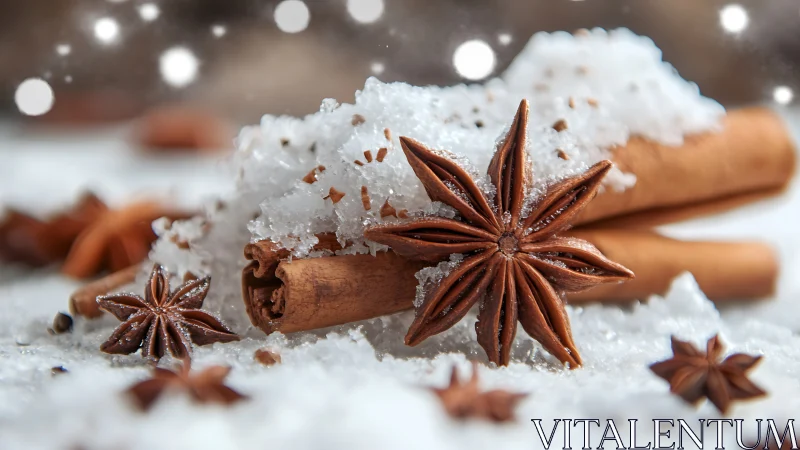 Star anise and cinnamon macro with crystalline sugar frost.