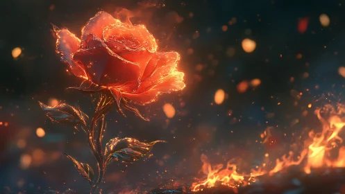 Crimson bloom ignites against the void in fiery splendor