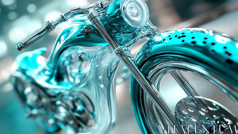 Parametric chrome motorcycle with high-gloss caustic reflections