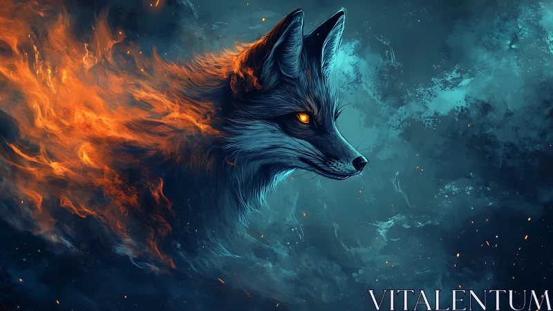 Volumetric vulpine specter with asymmetric fireflow dynamics.