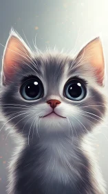 Adorable White Cat with Luminous Blue Eyes.