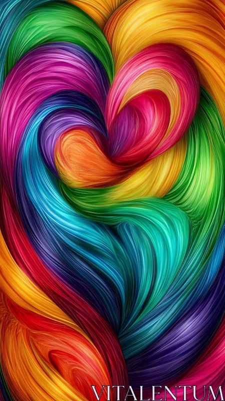 Colorful swirling heart of vibrant flowing rainbow hues.