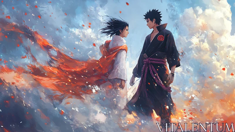 Dueling stormwalkers wrapped in ember-swirled skyfire.