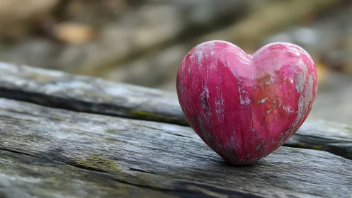 Heart-Shaped Beetroot on Weathered Wood Log
