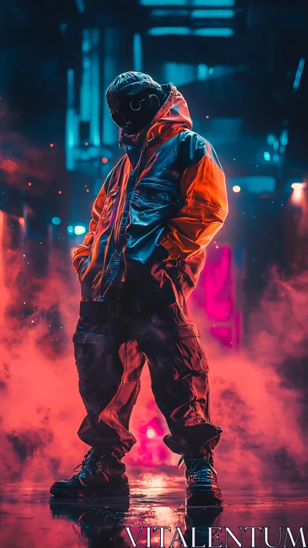 Neon ghostwalker in blazing street mist and midnight chrome.