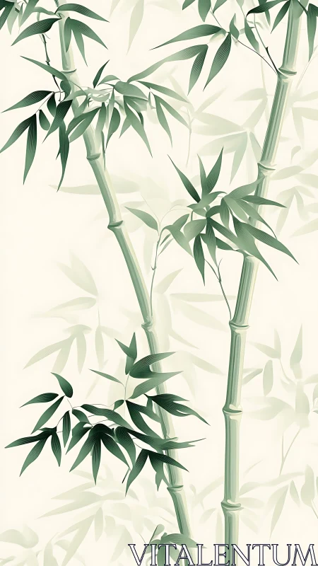 Graceful bamboo stems on minimalist pale canvas wall art.