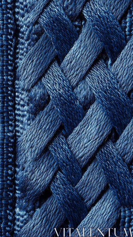Woven Blue Textile With Diagonal Herringbone Weave.