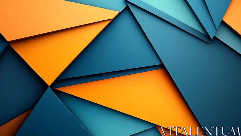 Layered teal and orange geometric planes in sharp relief.