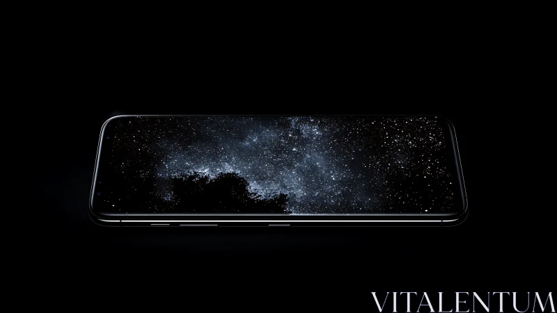 Smartphone display renders star field against black background