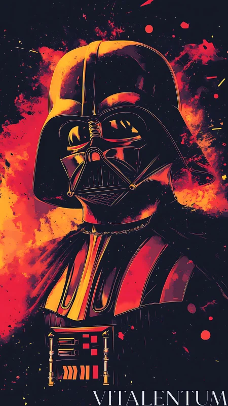 High-contrast vector portrait of armored figure in eruptive nebular glow