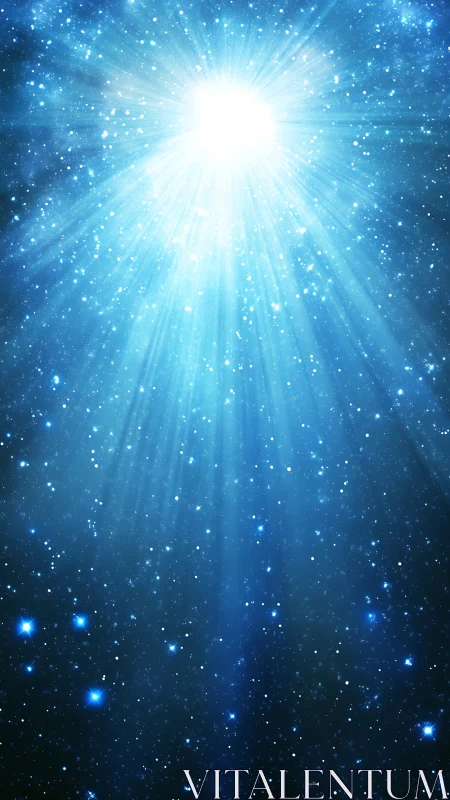 Gentle cosmic light pouring across a peaceful night sky.