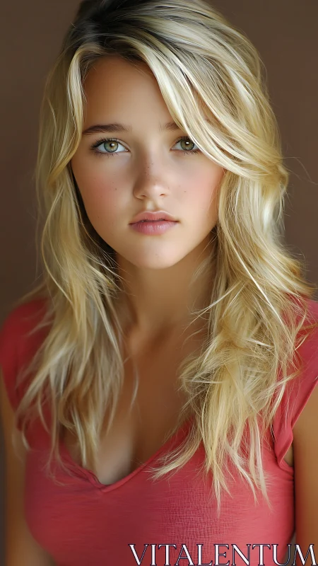 Sunlit blonde gaze holding quiet summer stormlight.