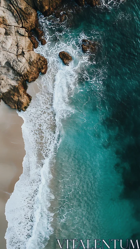 Turquoise surf lines carve rugged sandstone coastline. Period.