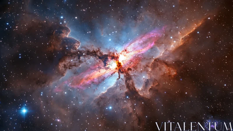 Radiant cosmic nebula blooming with warm starlit color.