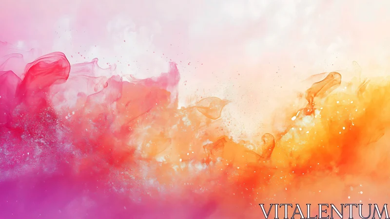 Fluid chromatic plume merges pink diffusion with orange glow