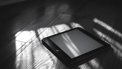 Modern Device Rests Beneath Striped Shadows of Afternoon Light.
