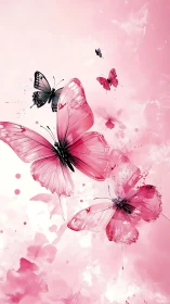 Blush sky of fluttering pink butterflies in gentle bloom.