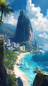 Coastal Monolith: Digital Landscape Rendering.