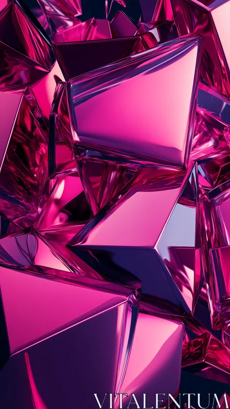 Gleaming pink crystal shapes in a lively abstract cluster.
