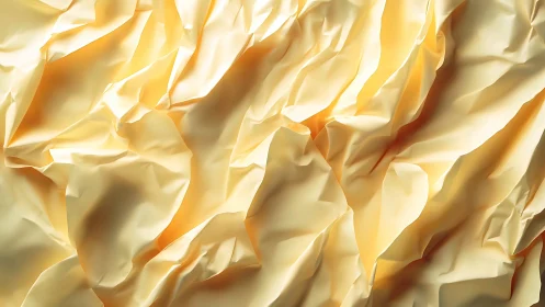 Crumpled parchment surface in soft golden light abstraction.