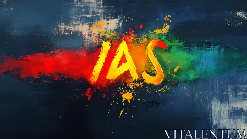Paint-splashed IAS letters streak boldly through midnight