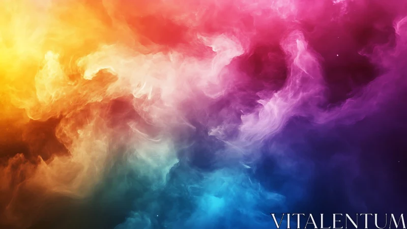 Billowing rainbow nebula gently blends light, color, and mist