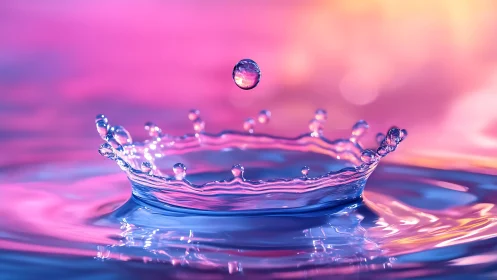 Chromatic macro capture of liquid crown splash dynamics.