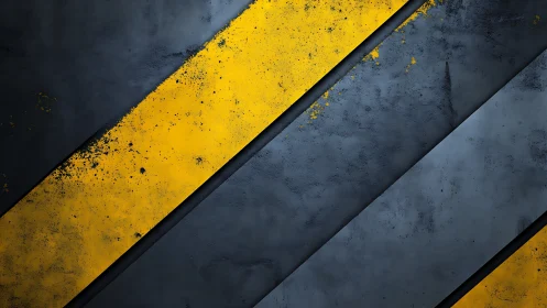 Diagonal yellow stripes cut through dark textured steel