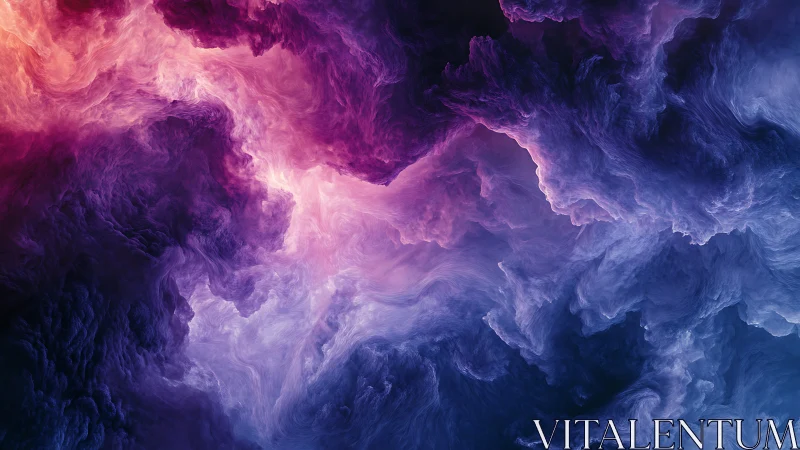 Vibrant swirling nebula clouds in pink, purple, and blue