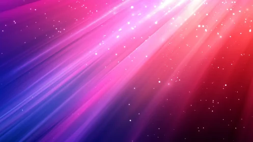Diagonal magenta and blue light streaks traverse star-like field