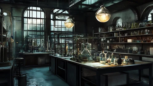Midnight glassware hums softly in a forgotten alchemy lab